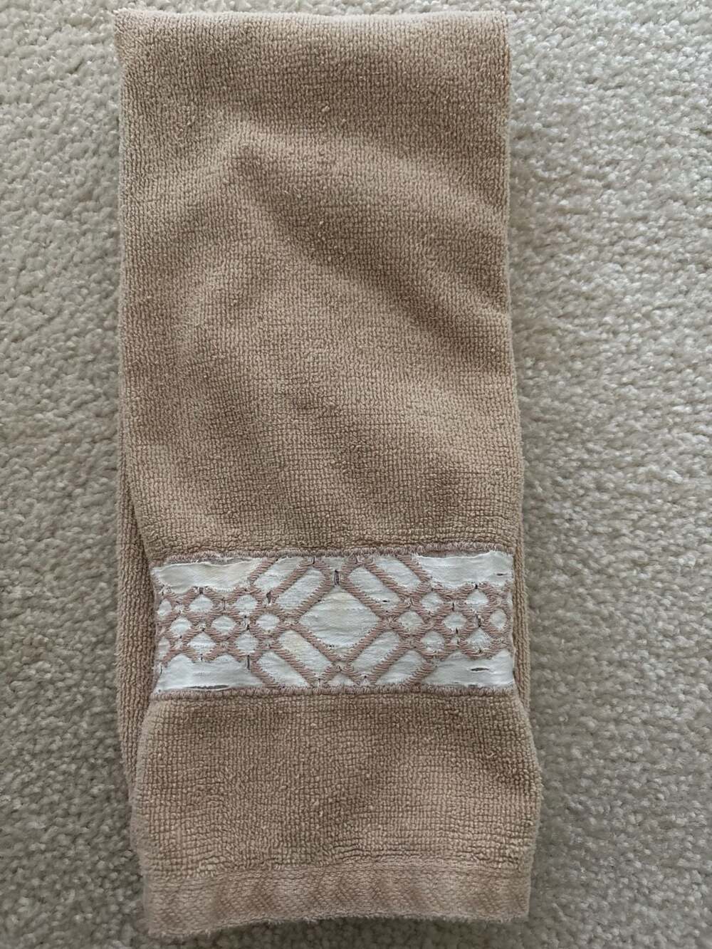 Sherry Kline Merrill Beige Embellished Decorative Hand Towel